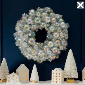 Frontgate Silver and Iridescent Holiday Wreath